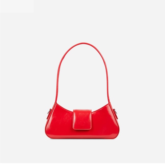 AMBROSIA BAGUETTE SHAPED SHOULDER BAG IN RED FAUX LEATHER - Picture 3 of 7